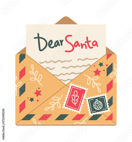 Dear Santa letter Christmas envelop