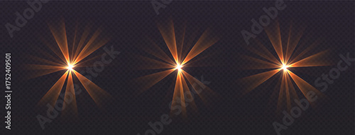 Party laser beams, purple disco show spotlights, concert stage lights. Glowing show lasers. Magic rays for a dance party. Vector illustration.