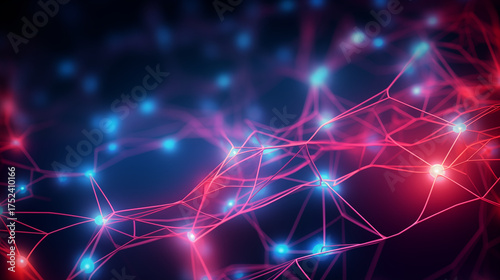 Abstract plexus network with connected dots and lines. Modern digital neural network or internet