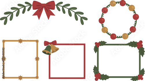 Vector art of festive christmas frames and decorations