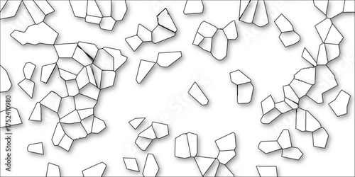 Abstract geometric mosaic pattern with irregular polygons and subtle drop shadows on a white background creating a textured surface for design elements