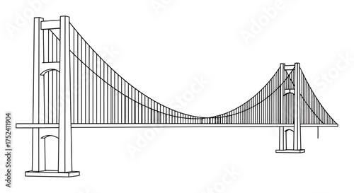 Minimalist Suspension Bridge Outline Vector