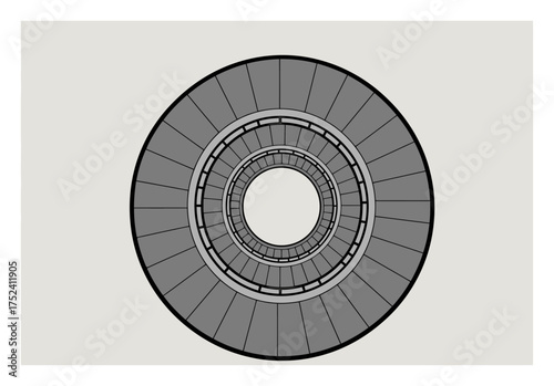 Minimalist Spiral Staircase Vector Illustration