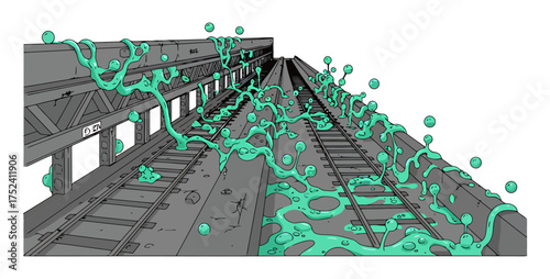 Abandoned Subway Slime Mold Network Vector