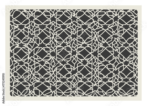 Alhambra Geometric Tile Pattern - Minimalist Vector Design, High Contrast