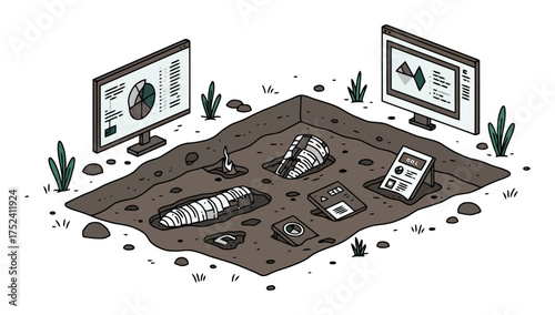 Archaeological Dig Site: Fossilized Data Streams & Digital Artifacts