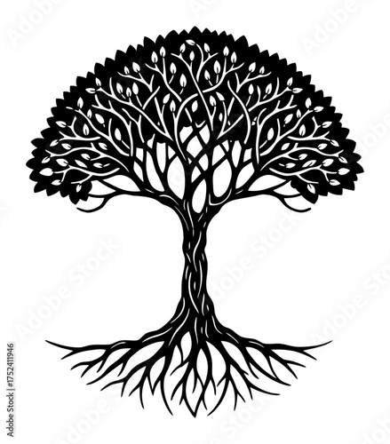 Celtic Knot Roots Minimalist Vector Art - Tree Symbolism, Clean Design