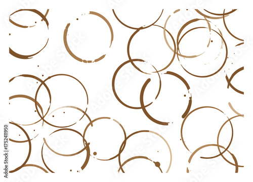 Seamless Coffee Stain Rings Pattern - Minimalist Vector Design, White Background