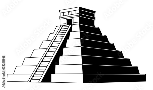 Constructivist Mayan Pyramid Vector Art | Minimalist Geometric Temple Design