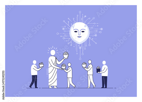 Digital Deity & Data Offerings - Minimalist Vector Design