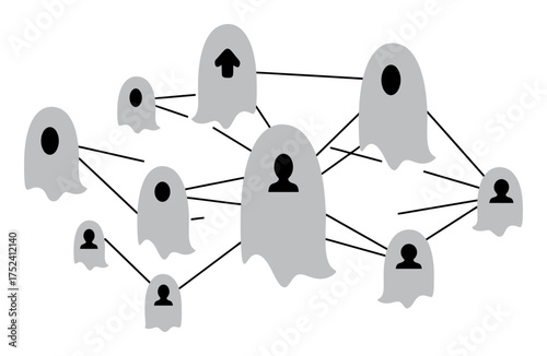 Ghost Network: Abandoned Social Media Profiles Vector