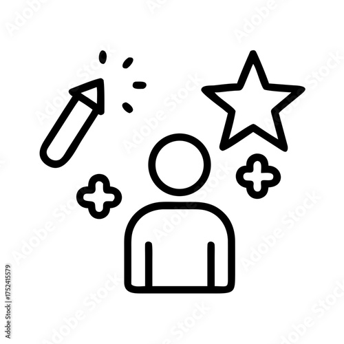 Person with magic wand and star