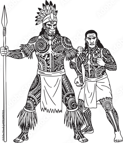 Tongan, Tribal Warrior, warrior, vector, illustration, cartoon, sword, soldier, knight, fantasy, art, fashion, weapon, woman, skeleton, people, medieval, sketch, drawing, hat, history