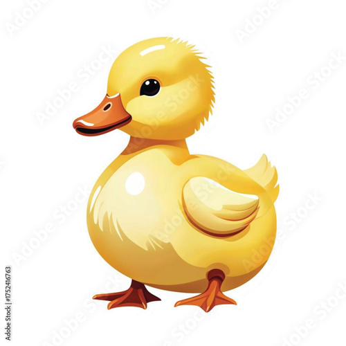 Cartoon yellow duck standing with a cheerful expression  