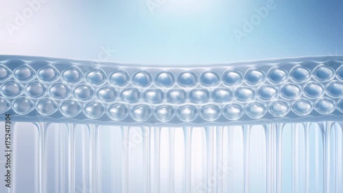 Wallpaper Mural 3D skincare animation showing serum absorption through transparent skin layers and glowing cells. Concept of beauty science, deep nourishment, and cosmetic technology innovation. Torontodigital.ca