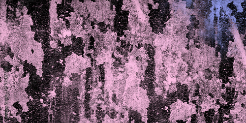 Abstract grunge texture with pink and black distressed paint splatters and vertical streaks background