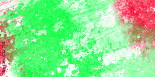 Vibrant abstract textured background with bright green and red paint splatters and white accents vector