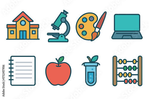 Education and school outline icon set. learning, classroom, study tools symbol outline collection.