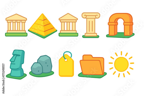 Landmark, architecture 3d icon set. historical, travel, tourism icons collection