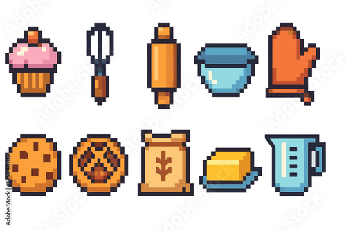 Baking, cooking 3d icon set. kitchen utensils and food icons in a 3d collection