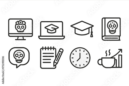 Education, learning, outline icon set. school, knowledge, academic, study symbols collection