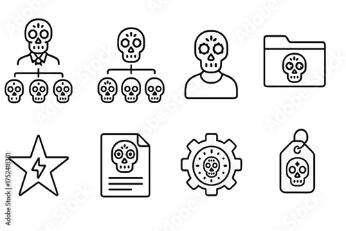 Dia de los muertos line icon set. skull, celebration, festive outline icons collection