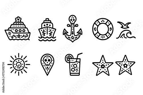 Beach, summer line icon set. beach, summer, nautical, holiday, vacation icons collection