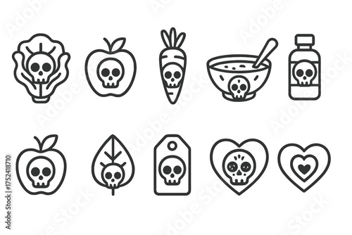 Halloween, horror linear icon set. creepy skull, spooky icons outline collection