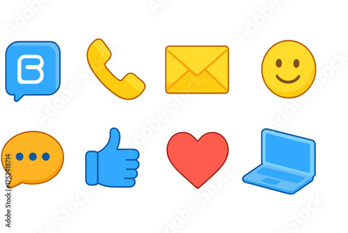 Communication, social media 3d icon set. messaging, interaction 3d icons pack