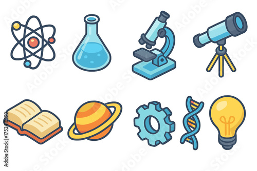 Science and education line icon set. school, research, laboratory icons collection.