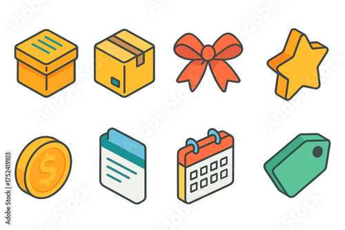 E-commerce flat icon set. shopping, delivery, and retail icons for online stores
