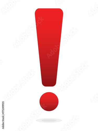 Red exclamation - caution icon design template. Simple red flat warning sign, attention, alert symbol illustration isolated on a white background EPS 10