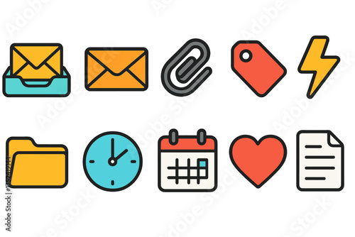 Office, business line icon set. documents, communication, productivity icons collection
