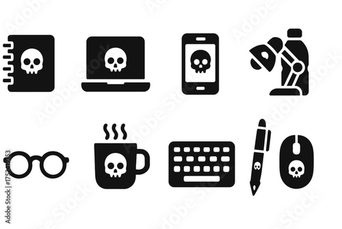 Halloween solid icon set. spooky, holiday, skull, halloween icons with solid collection.