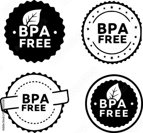 B P A free leaf emblems bpa free circular, bpa free, leaf, emblem, circular, health, safety, certification, product, label, graphic, design, symbol, icon, clean, pure, natural, healthy, safe, chemical