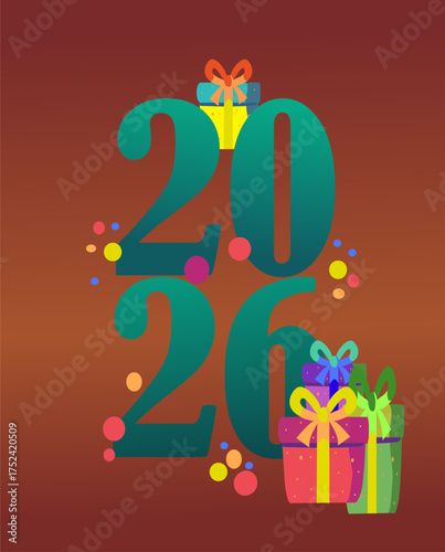 Abstract 2026 New Year Christmas Tree Dark Night Sky Celebration Banner