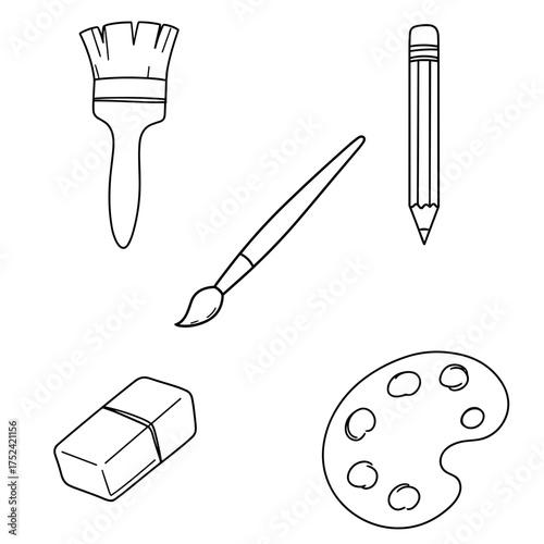 Art supplies icon in black and white for creative education visuals