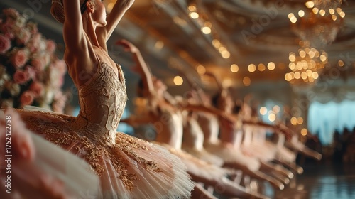 Elegant Ballerinas in Graceful Poses at a Lavish Dance Performance