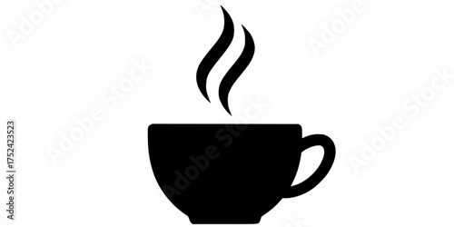 Minimalist Coffee Cup with Steam Flat Vector for Breaks & Energy	