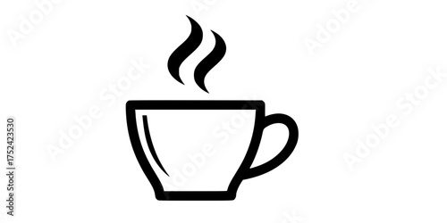 Minimalist Coffee Cup with Steam Flat Vector for Breaks & Energy	