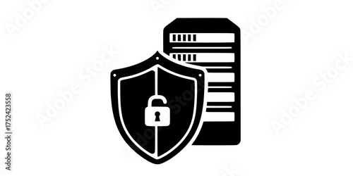 Cybersecurity Shield Protecting Data Lock Flat Vector Icon	