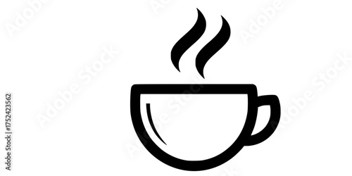 Minimalist Coffee Cup with Steam Flat Vector for Breaks & Energy	