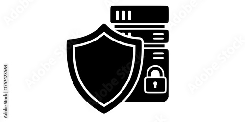 Cybersecurity Shield Protecting Data Lock Flat Vector Icon	