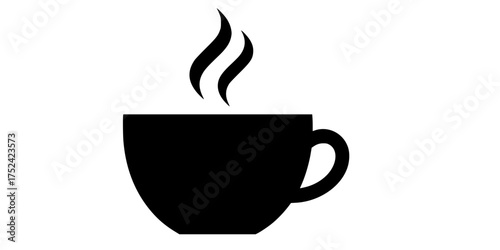 Minimalist Coffee Cup with Steam Flat Vector for Breaks & Energy	