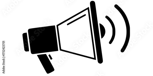 Minimalist Megaphone with Sound Waves Flat Vector for Announcements	