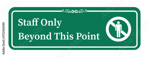 No Entry Staff Only, sign and sticker vector. authorized personnel only. Ban sign with silhouette of person and text on the right. Horizontal strip, red and white background.