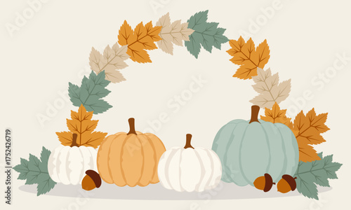   Autumn leaf garland and pumpkin set