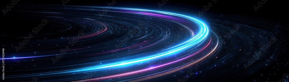 Obraz premium Abstract light trails in dark space create a cosmic effect.