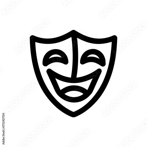 Comedy theatrical mask simple icon silhouette