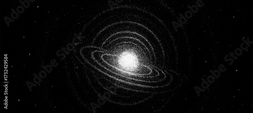 Spiral dot galaxy in deep interstellar space. Cosmic background for science, astronomy, and digital art projects. Universe vector design.